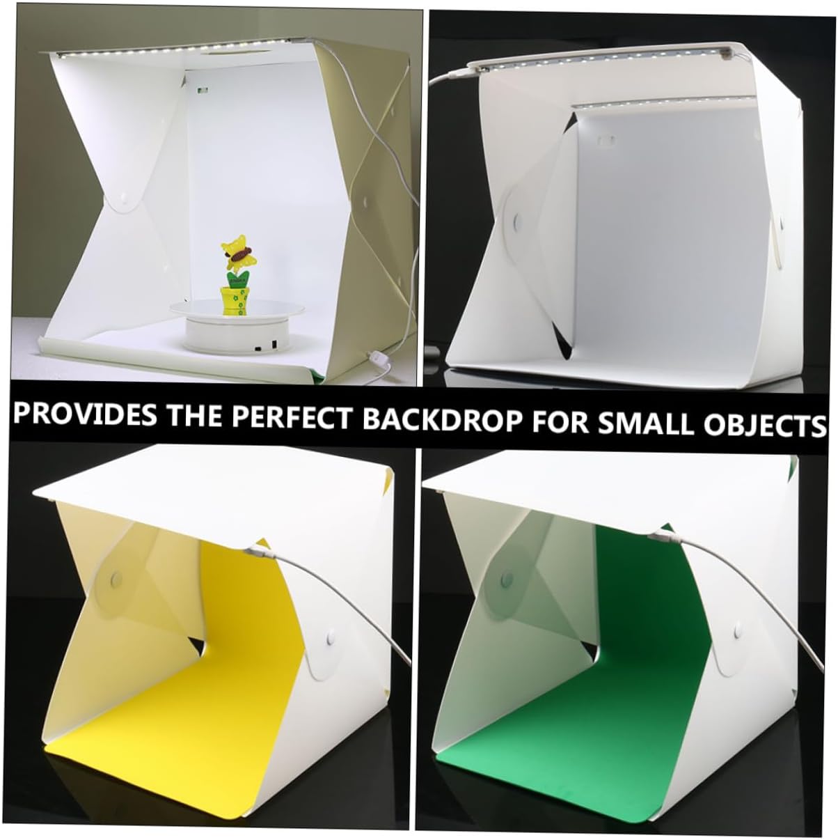Portable Mini Folding LED Photo Light Box with Double Light Strips and 6 Colored Backdrops, 30cm Medium Photography Tent for Product Shooting and Studio Use