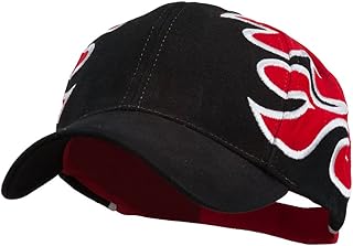 Vintage Flame Design Cotton Cap - Black Red OSFM