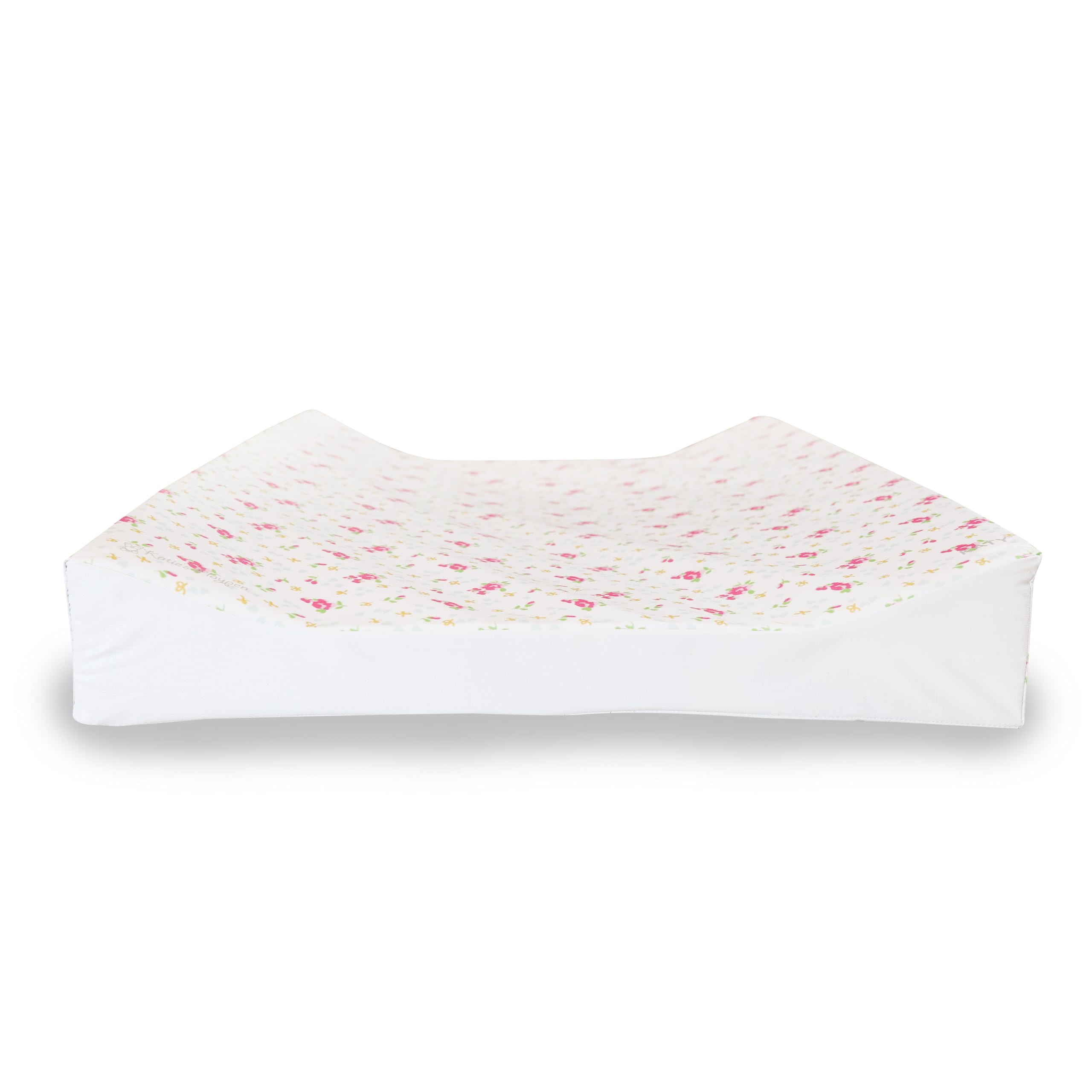 KATY Deluxe Wickelunterlage für Babys, Mädchen, wasserdicht, mit gebogenen Seiten, Vintage-Rosen-Design, cremefarben