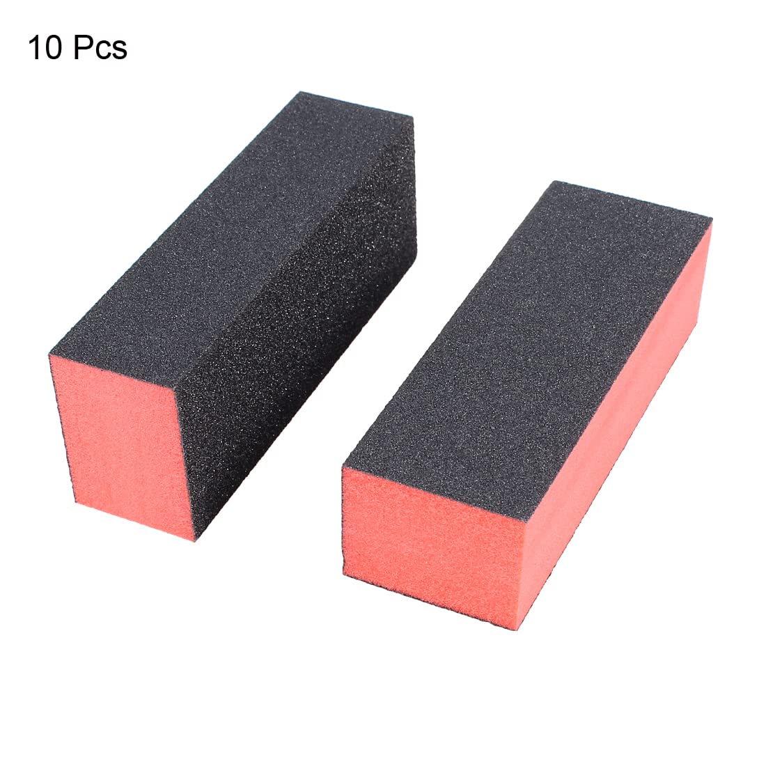 uxcell Sponge Nail File and Buffer Set, 4 Way Nail Buffer Sanding Block Manicure File Polishing Smooth Tool Kits, 10 PCS Nail Buffing Grinding Polisher File for Salon Home Use, Black Red