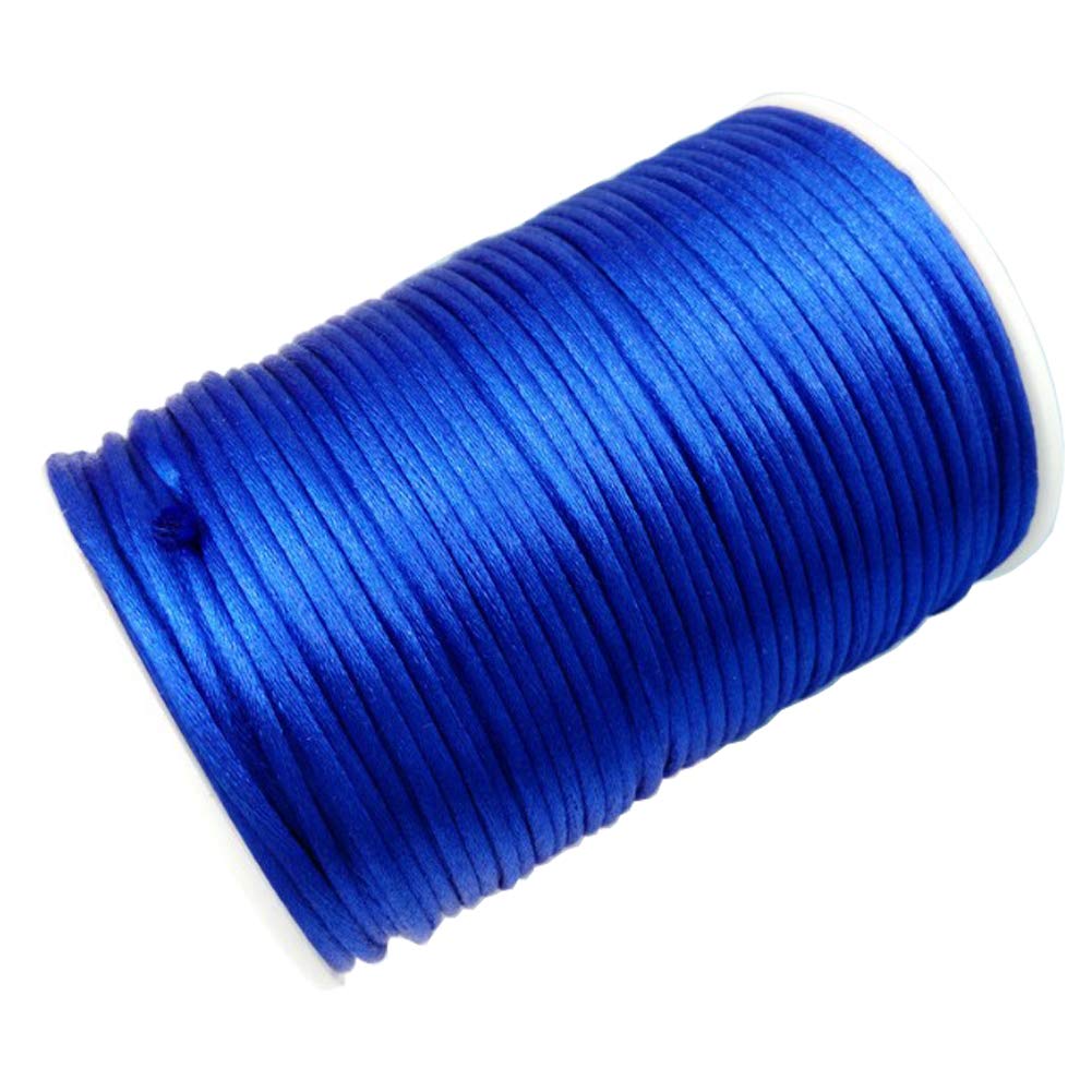 100 Yards Braided Nylon Cord 2.5MM Thread Beading Cord Rattail Satin Trim String Chinese Knotting Cord for DIY Arts Crafts Bracelet Jewelry Making Decor (Royal Blue)