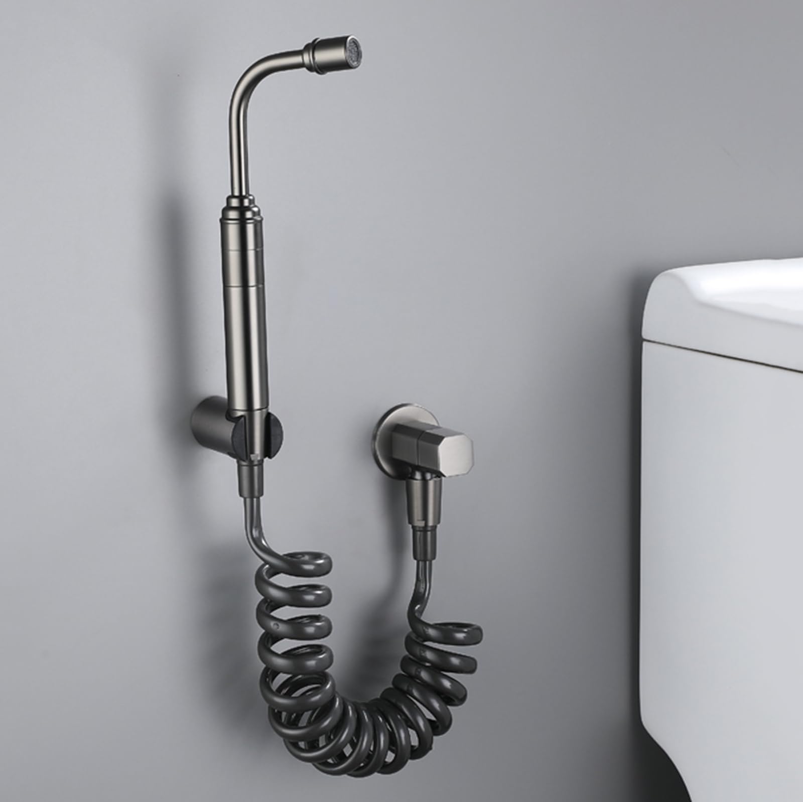Rociador de Bidé de Mano para La Higiene Personal Presión de Agua Ajustable Pulverizador de Bidé de Latón Gris