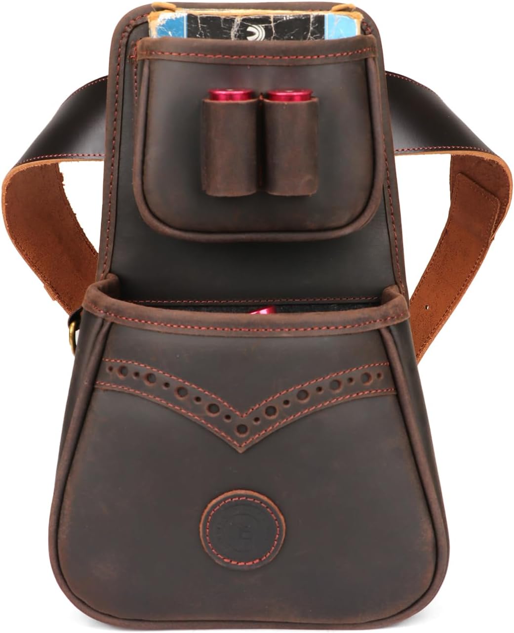 TOURBON Leather Shotgun Shell Holder Ammo Pouch with 1 Box Cartridge Carrier - Image 9