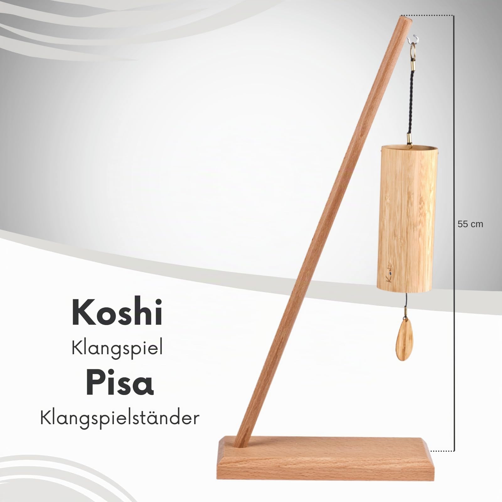 Koshi Klangspiel Aria- Luft mit Ständer Pisa - Klangspielständer für Klangtherapie Yoga und Entspannung