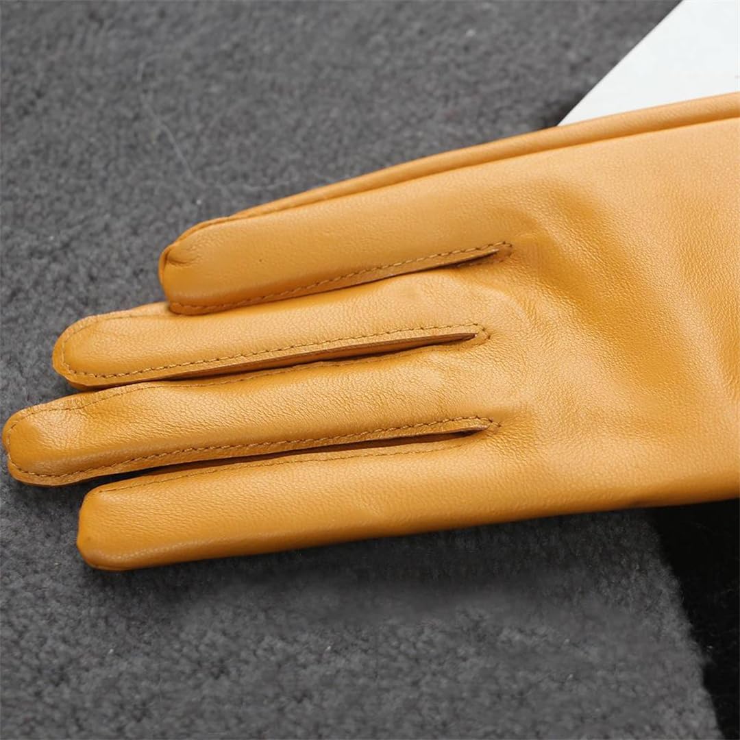 Damen-Handschuhe aus echtem Leder, breite Ärmel, Club, Performance, Catwalk Show, Orange, Schaffell, Opern-Stil