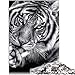 Visionpz Puzzles pour Adultes Puzzle 1000 pièces Tigre Noir et Blanc Casse-tête de défi cérébral Animal Puzzle Cadeau personnalisé de Puzzle Fait Main drôle de Jouet 75x50cm