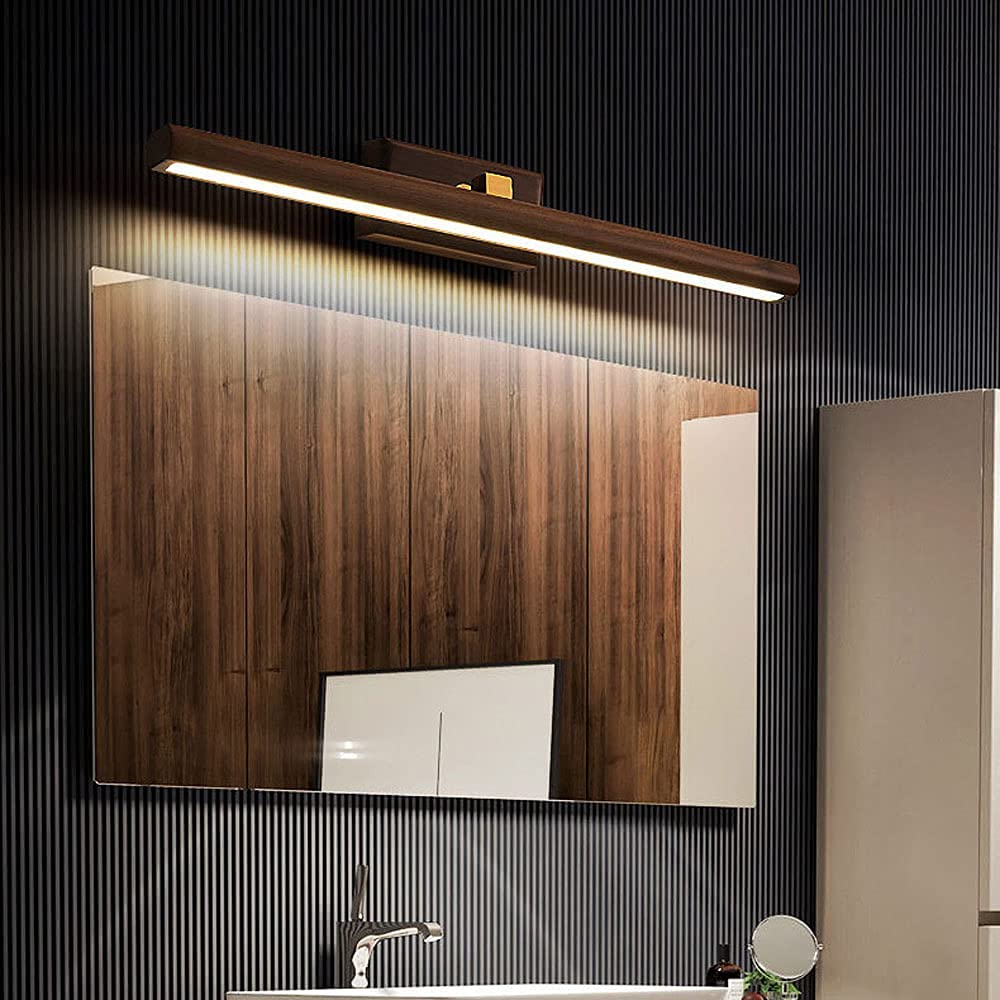 Lustrzane światło LED Vanity Light Regulowane oświetlenie łazienkowe nad lustrem, Drewniana lampa łazienkowa do makijażu, Lustro toaletowe, Lustro toaletowe, La(60cm)