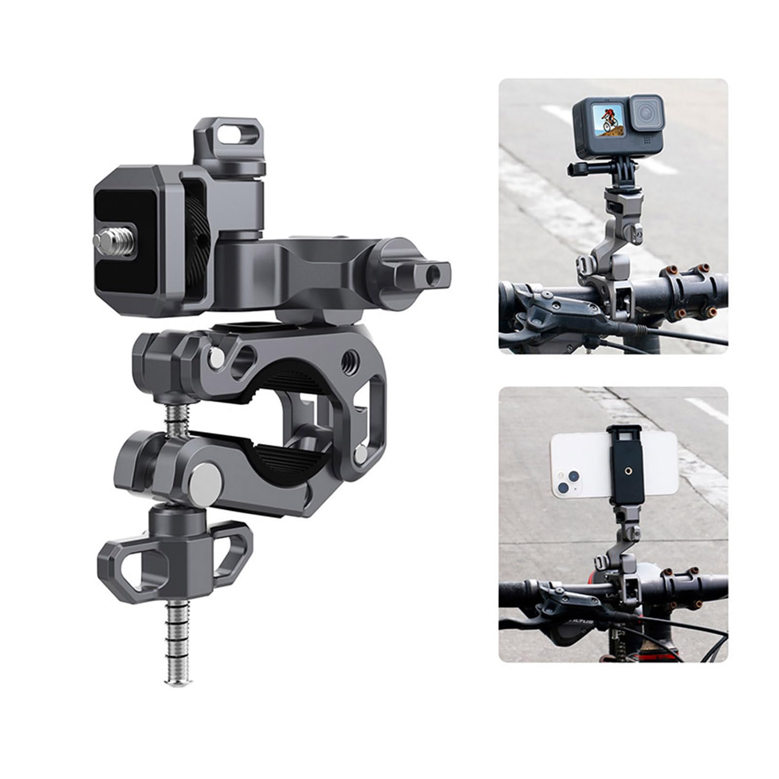 Uchwyt zaciskowy do kamery Motocyklowe uchwyty na kierownicę do aparatów DJI Action/Insta360, adapter do montażu kamery Super Clamp z akcesoriami śrubowymi 1/10.2 cm