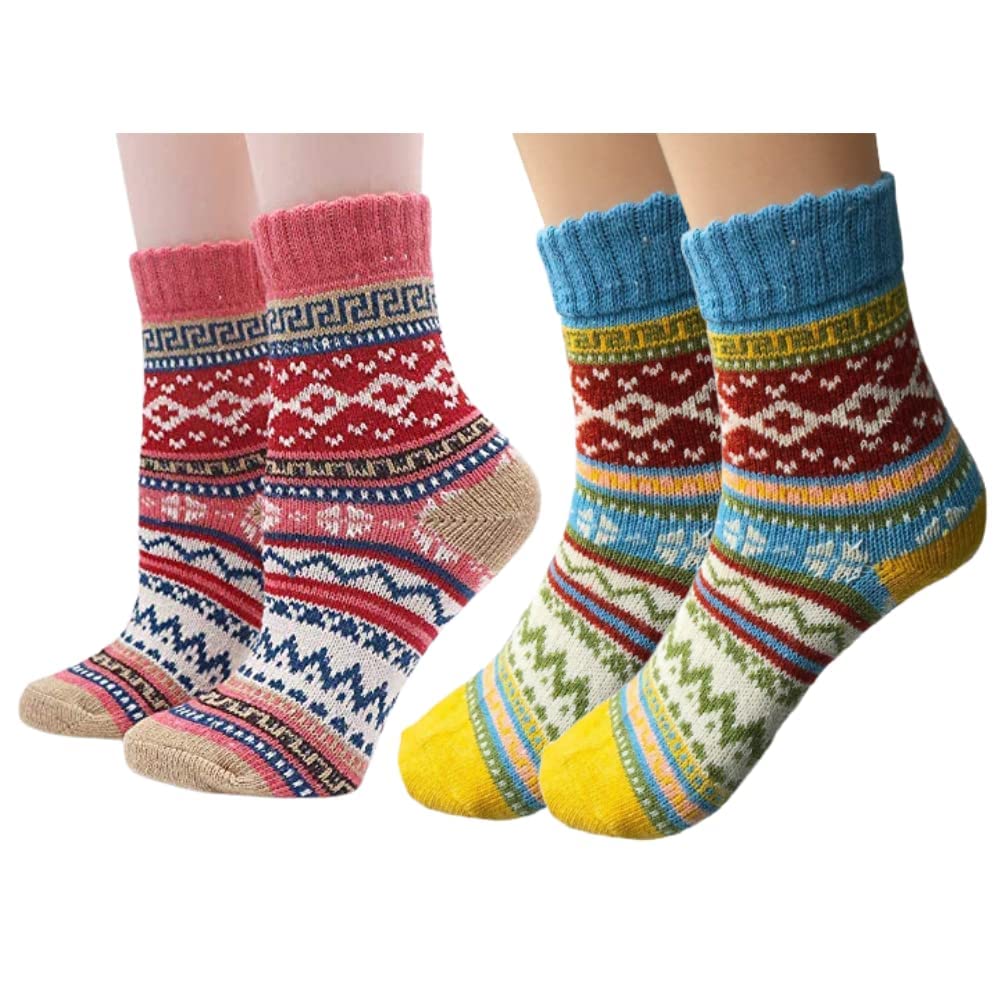 Women's Warm Woolen Socks Multicolored Socks Vintage Womens Winter Soft Cabin Warm Socks Thick Knit Cozy Winter Socks for Women-image-37