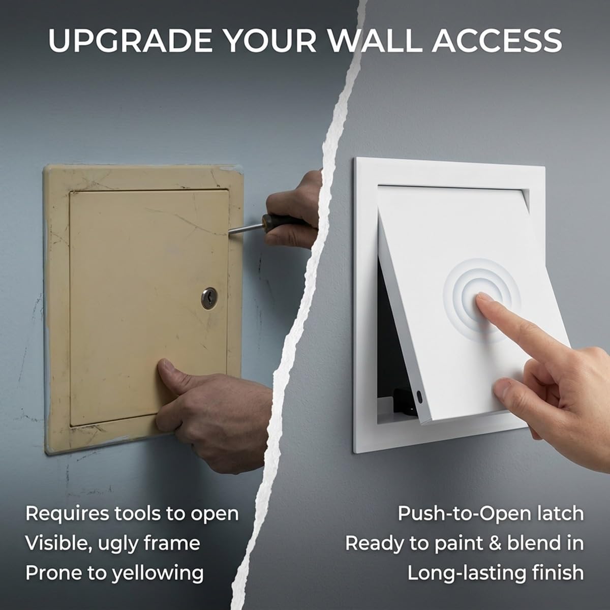 Trampilla Pladur de Aluminio Premium con Sistema Magnético a Presión, Puerta de Inspección Metálica para Paredes, Panel de Registro para Climatización y Cuadro Eléctrico(Negro,300 x350 mm)