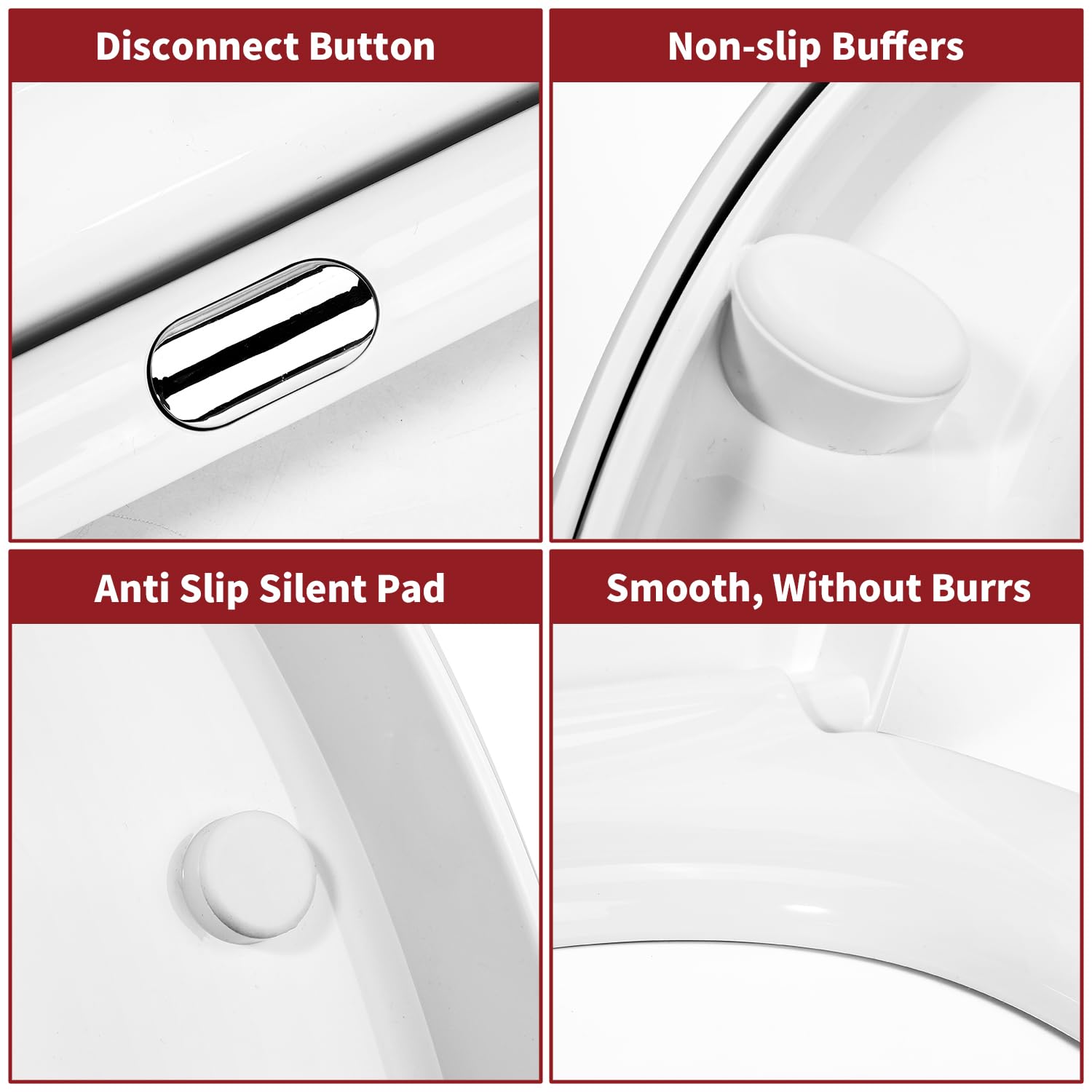 Vinsani Oval Shaped Toilet Seat, Soft Close Toilet Seat, Fix Adjustable Hinges - Image 4