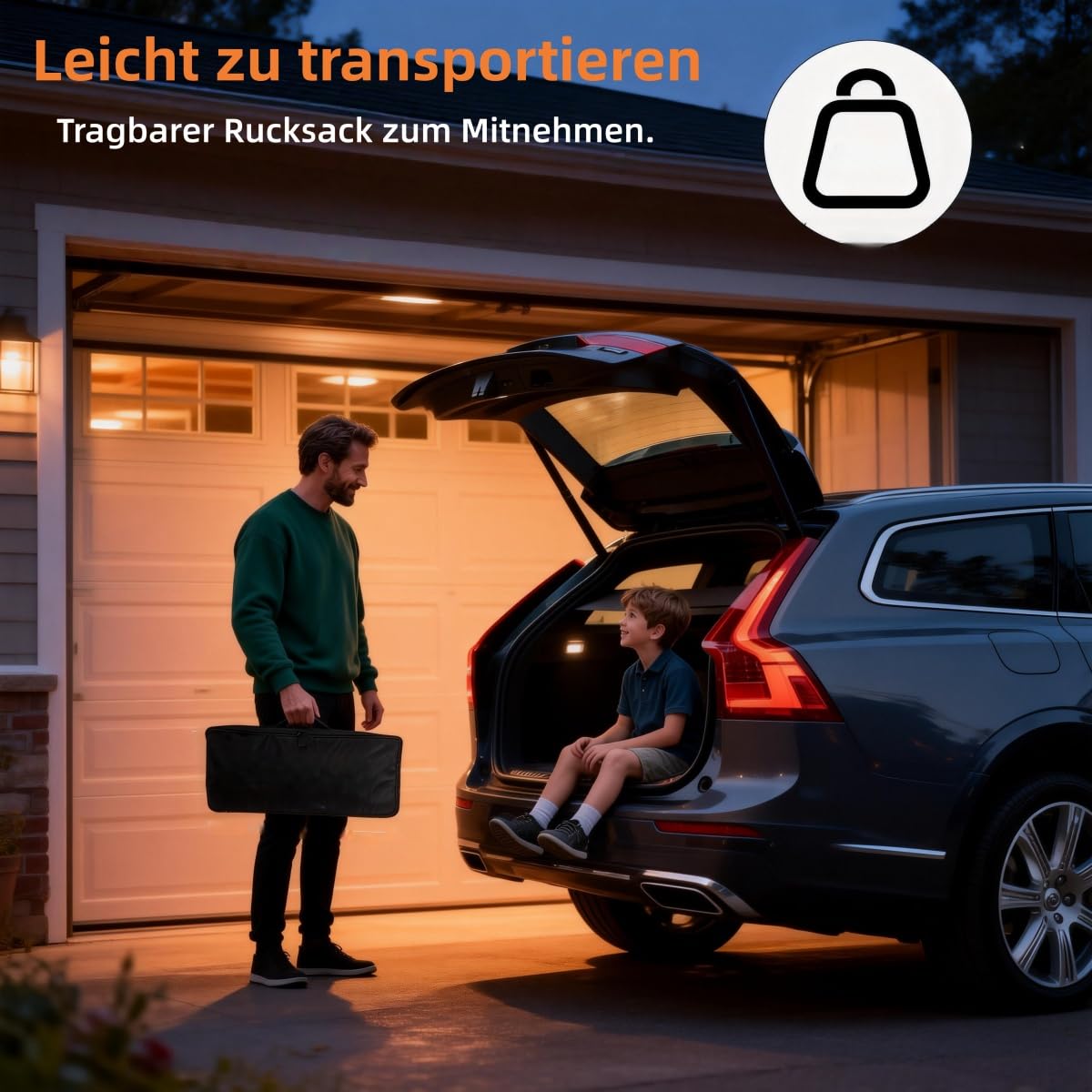 Leinwand Beamer mit Ständer 120 Zoll, Doppelstützen für mehr Stabilität, Schnell & Einfach Aufgebaut, Tragbar, Knitterarm, Beamer Leinwand für Outdoor und Garten, Growzelt