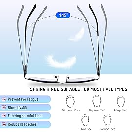 Anourney 3-Pack Reading Glasses for Men, Lightweight Metal Half Frame Blue Light Blocking Computer Readers, Stylish Filter UV Ray/Computer Glare with Spring Hinge Eyeglasses(2PCS Gray+1PCS Black,+2.5)