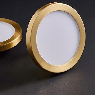 Sunny Lingt Brushed Brass Downlight Ultra Thin LED Panel Lights, Recessed Spotlight Ceiling Light Fixture, AC85-265V 3000K 6000K Indoor Spot Lights, Cabinet Decor Wash Wall Lights[