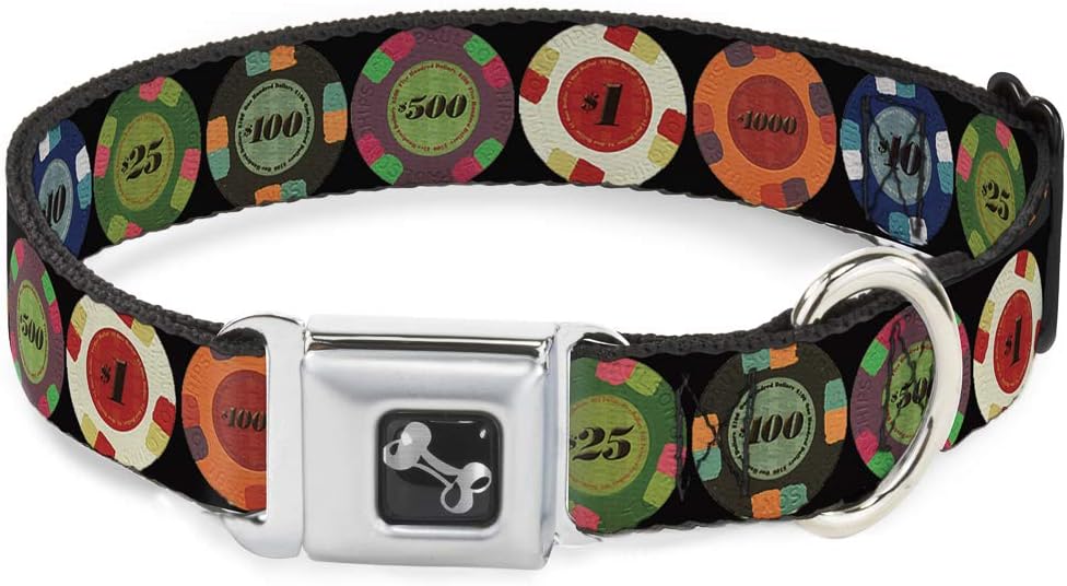 Dog Collar Seatbelt Buckle Poker Chips 1 9 to 15 Inches 1.0 Inch Wide