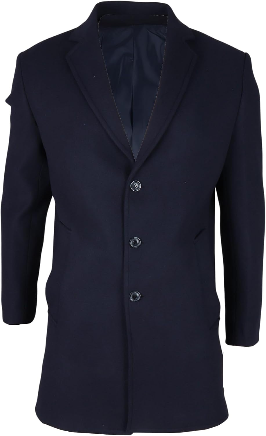 Infinity Leather Men's Wool Blend Overcoat Notched Lapel Winter Trench Coat Jacket