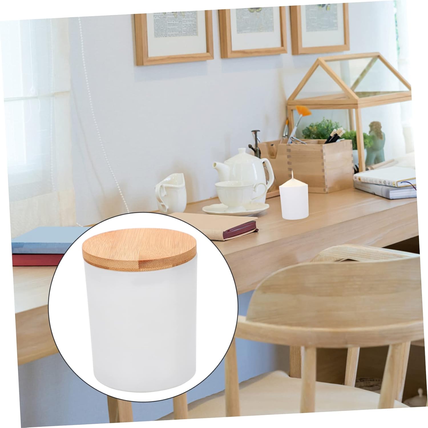 AKOOSY 4sets Aromatherapy Candle Glass Jars Lids Scented Candle Containers for Home Decor for Living Room Bedroom and Office Use