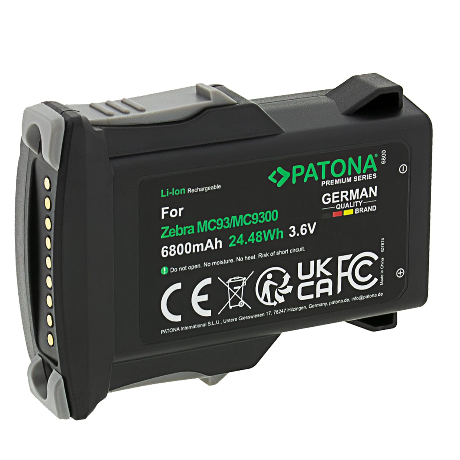 PATONA Batteria per Zebra MC9300 MC93 MC9400, 6800 mAh agli ioni di litio | Batteria di ricambio, sostituisce Zebra BT-000370 BT-000371 BTRY-MC93-S, per scanner di codici a barre e dispositivi MDE