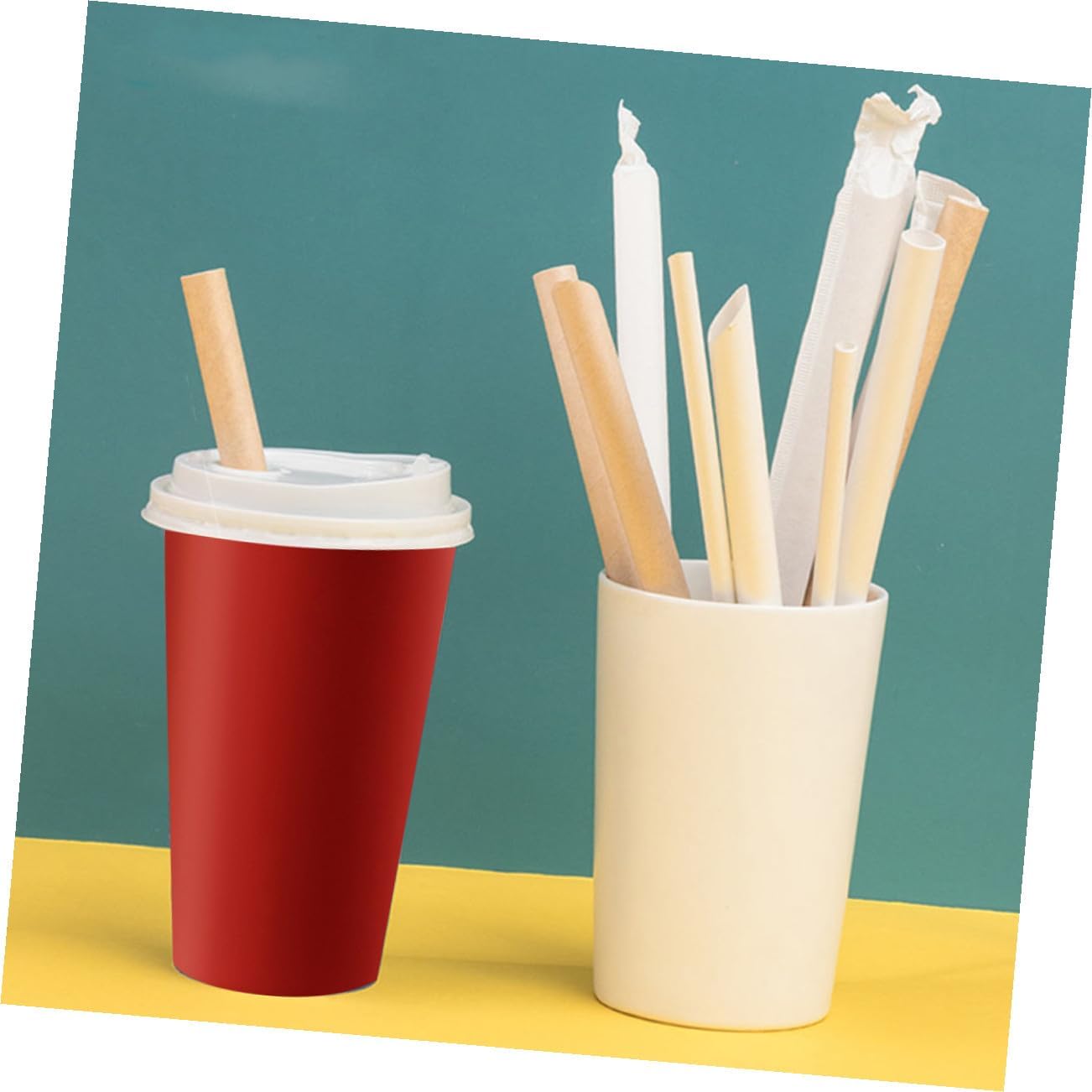 Pulp Paper Drinking Straws 100pcs Disposable Biodegradable Paper Beverage Straws 12x200mm Individually Wrapped for Milk Tea Party Use