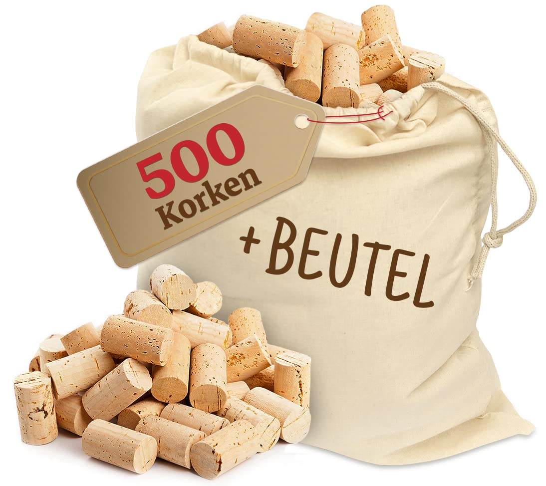 ELES VIDA 500 Nuevos tapones artesanales - tapones de corcho de botella como corchos de vino para decorar, embellecer, manualidades - tapones de corcho natural como accesorios de artesanía para niños