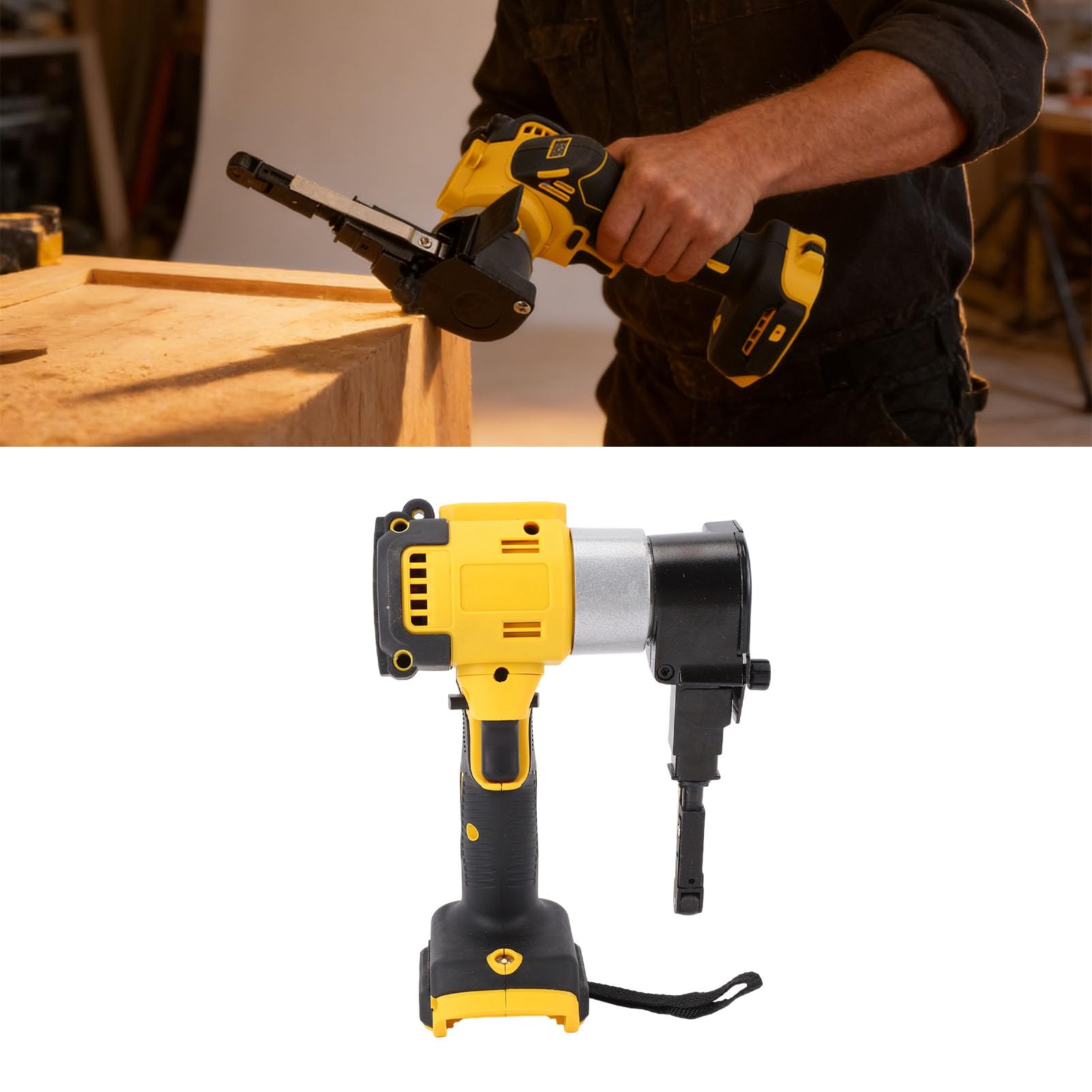 Fafeicy Levigatrice a Nastro a Batteria Motore Brushless con Braccio Regolabile a 360 Gradi Interruttore di Blocco velocità 1700 M/min per Lavorazione del Legno Saldatura di Mobili