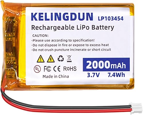 Paquete de batería recargable Lipo de 3.7V 2000mah 103454 con conector JST de cable para altavoz y dispositivo inalámbrico confirma la polaridad del
