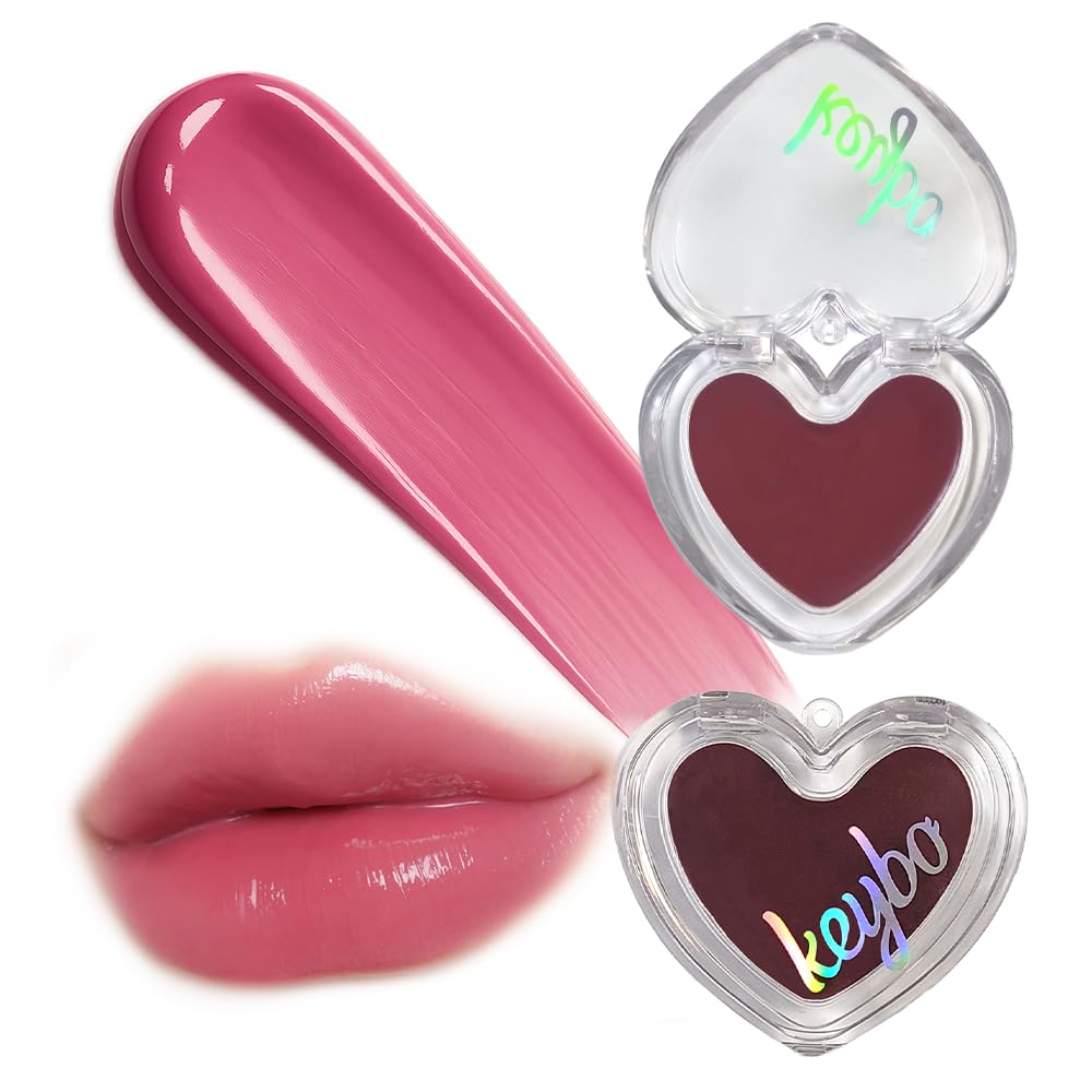 keybo Heart Keyring Lip & Cheek Tint – Creamy Multi-Use Pod for Lips & Cheeks, Dewy Glow Finish, Hydrating Buildable Color, Portable Heart Keychain Compact (4.Mauve)