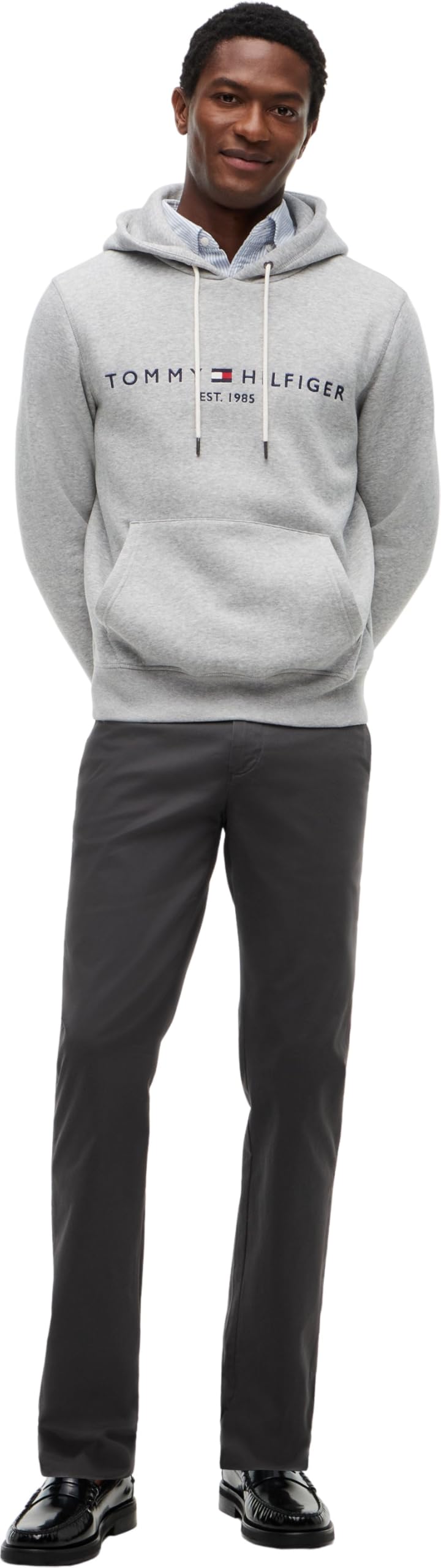 Tommy Hilfiger Herren Hose Core Denton 1985 Pima Cotton Chino, Grau (Dark Ash), 33W/30L