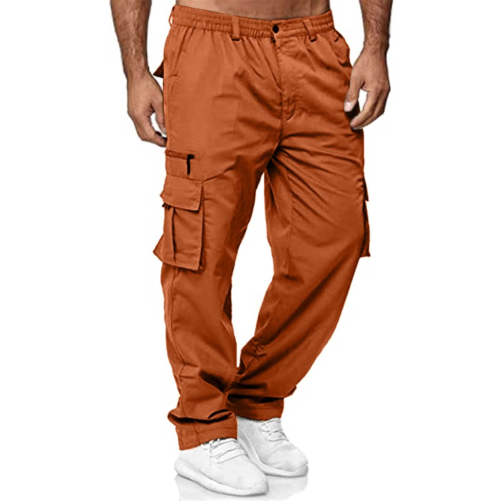EndoraDore Men's Multi-Pocket Pants Outdoor Cargo Jogger Pant Work Hiking Tactical Loose Straight Trousers Sweatpants