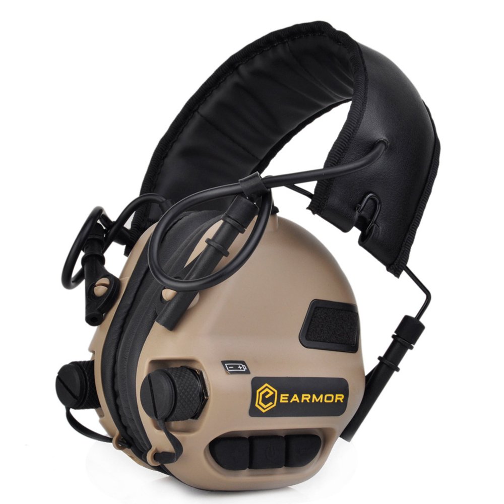 Auriculares electrónicos de protección auditiva con entrada AUX serie M31 que suprime el ruido de disparo dañino amplificando sonidos de bajo nivel (bronceado)