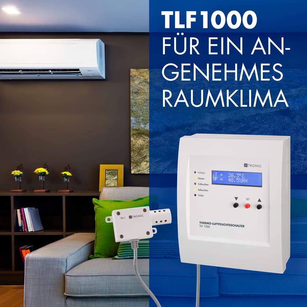 TLF1000 - Interruttore di temperatura dell'aria con sensore, termostato, igrostato, 230 V
