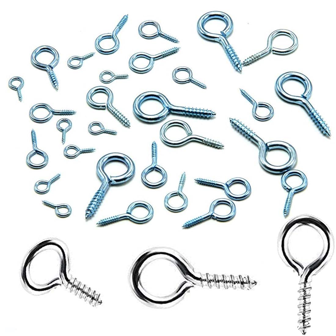 DIY Crafts 25 Pcs, Screw Eye Rings Hooks, Mix Sizes Lot Stainless Steel Screw Eye Rings Hooks (25 Pcs, Screw Eye Rings Hooks)-image-36