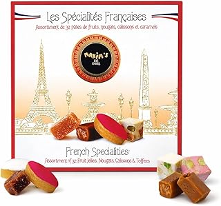 Maxim's de Paris - Gourmet French Candies Assortment of French Specialties: Calissons, Fruit Jellies, Salted Caramels and Nougats, 32 pieces 6.9oz