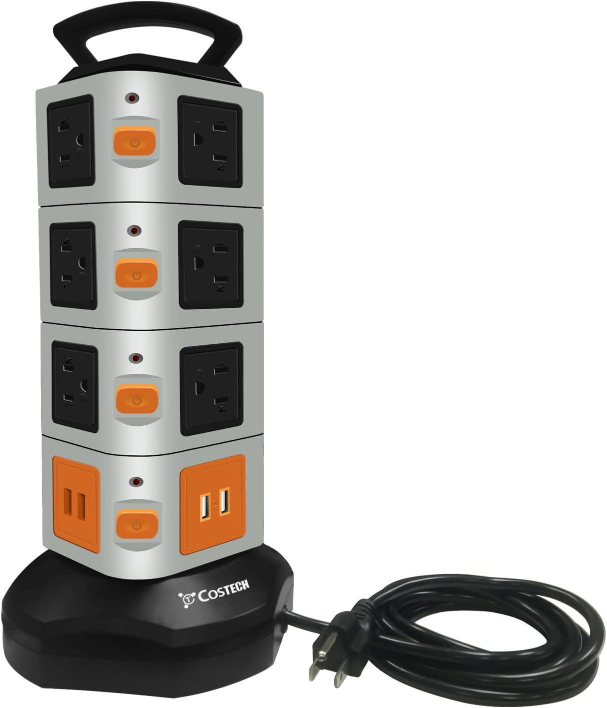 14 Outlet Surge Protector Power Strip with 4 Port USB Charging Ports Multiple USB Output Surge Overload Protector 6.5 Feet for Electronic Device