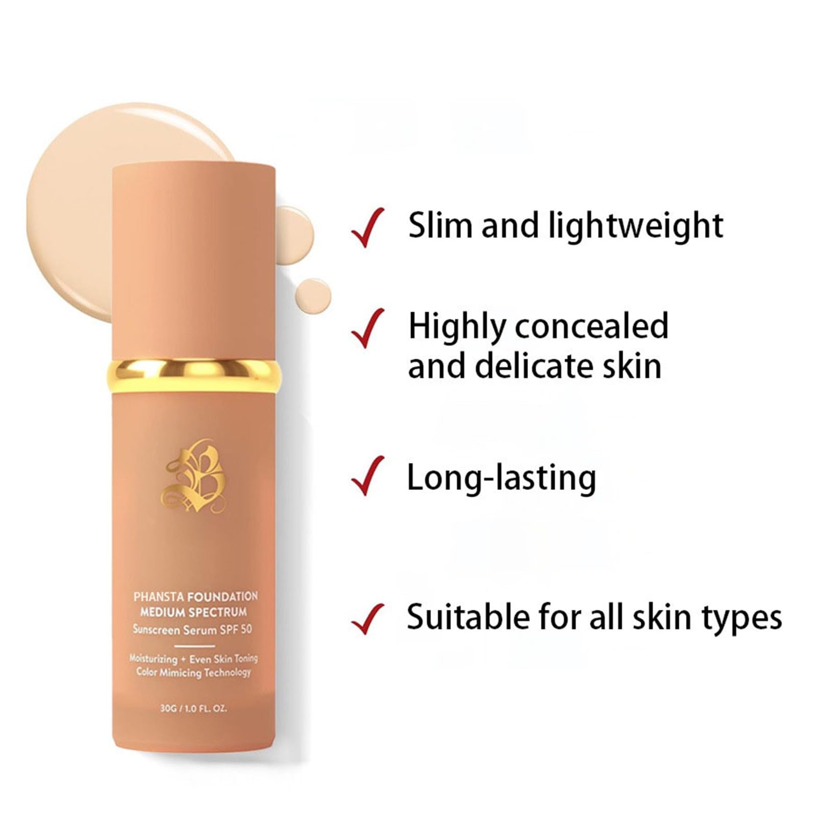 Infinite Love Maquillaje | Base De Maquillaje Que Cambia De Color | 4 En 1 Base De Maquillaje Antiedad Con Spf 50 – Base Que Se Adapta A Tu Tono De Piel - 30g (1, tono de piel) — view 5
