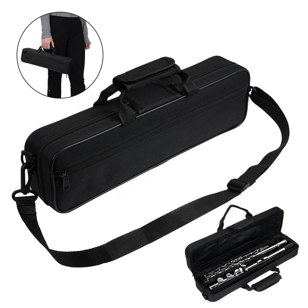 yeeplant Flute Carrying Case For 16-Hole Flutes, Oxford Cloth Storage Bag With Adjustable Strap, Velvet Lining, Lightweight Flute Protection Box
