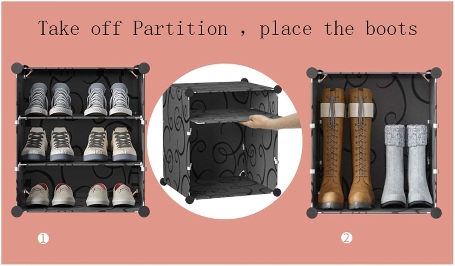2 Columns 12 Tier Shoe Rack Plastic Withdoor Storage 48 Pairs of Shoes Dormitory Living Room Black 85X32X187CM