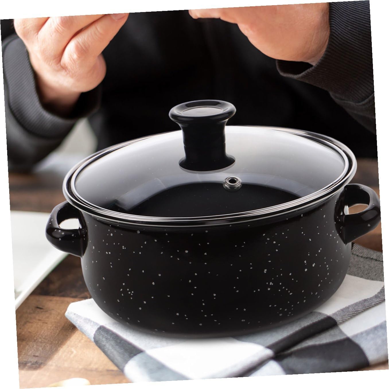 Mini Enamel Soup Pot with Lid and Handles, Small Coffee-colored Sauce Pan for Kitchen Cooking, Non-stick Mini Stockpot Set of 3, Suitable for Stove and Everyday Use