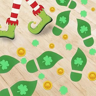 CCINEE 298pcs Leprechaun Footprint Floor Stickers Self-Adhesive Gold Coin Decals Stickers for St. Patrick's Day Window and Party Decorations 10 Sheets