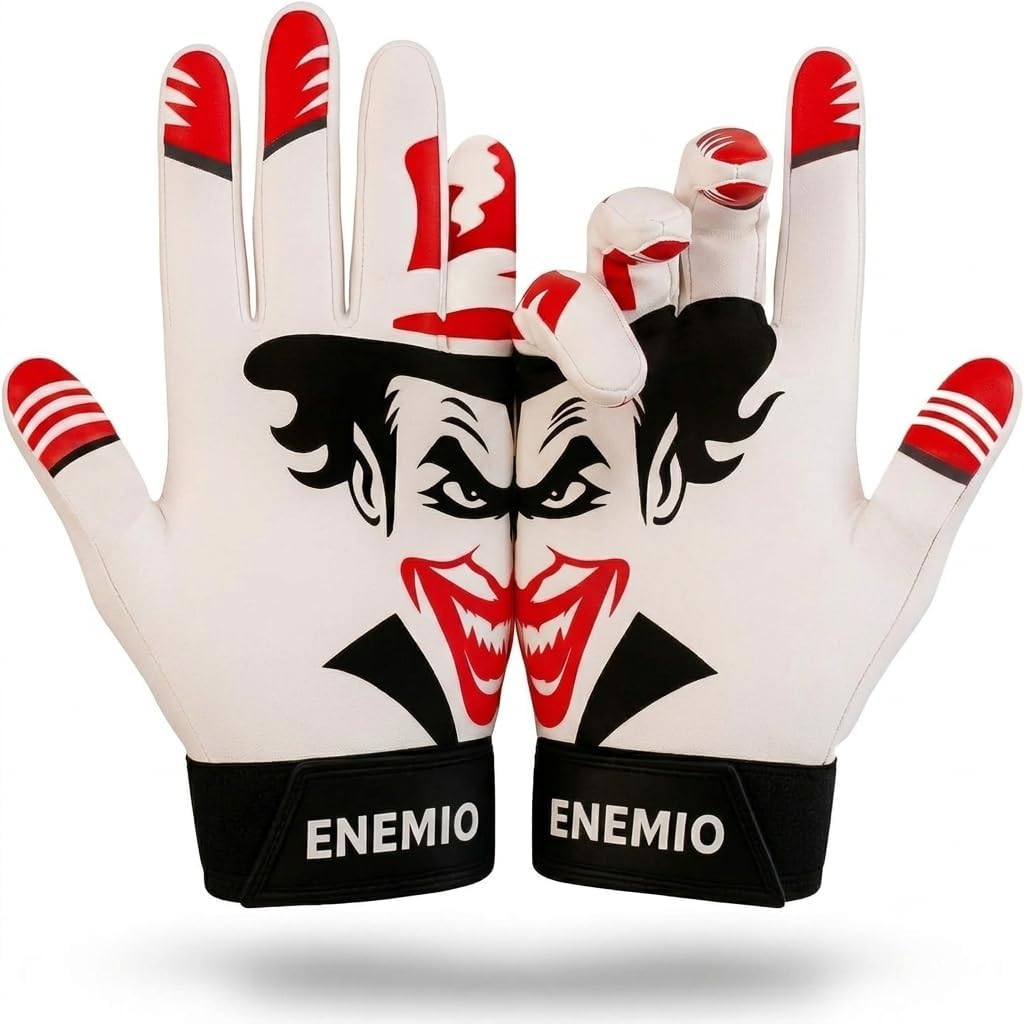 Enemio Football Gloves Adult Men, Youth Kids Football Gloves with Super Sticky Grip, Receiver Glove Ideal for Boys Ages 8–12 and Up