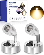 SUPAREE 12V LED Spot Reading Lamp Adjustable Switch Warm Light for Camping Car Van Boat Led Indoor Light (2 PCS) (A-ON/OFF Switch)