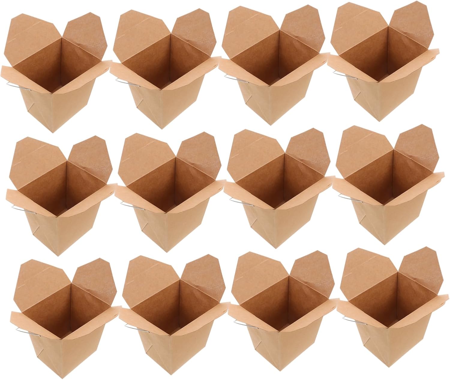 PRETYZOOM 50pcs Chinese Take Out Food Boxes with Wire Handle Paper Containers for Foods for Travel Camping Meal Prep and Takeout Packaging