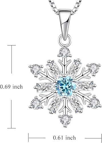 Miniatura 6 de STARCHENIE Snowflake Necklace Earrings Bracelet 925 Sterling Silver Snowflake Jewelry Set Aquamarine Gift for Women