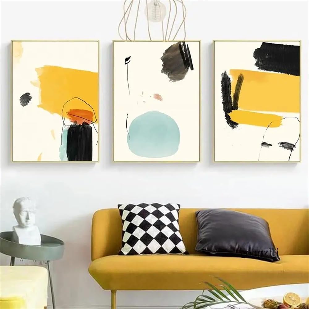 WUHBCZ Wall Posters-Geometric Abstract Color Block Poster Canvas Painting and Prints Modern Wall Art Pictures for Living Office Room Home Decoration-40 * 50cm/3PCS (No Frame)
