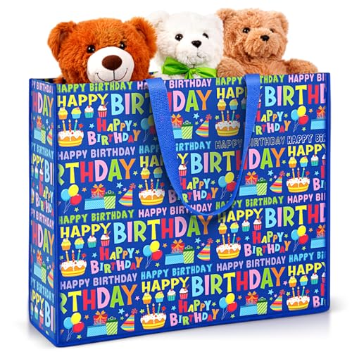 Pickmesh 1 Pcs Extra Large Birthday Gift Bag, Blue Birthday