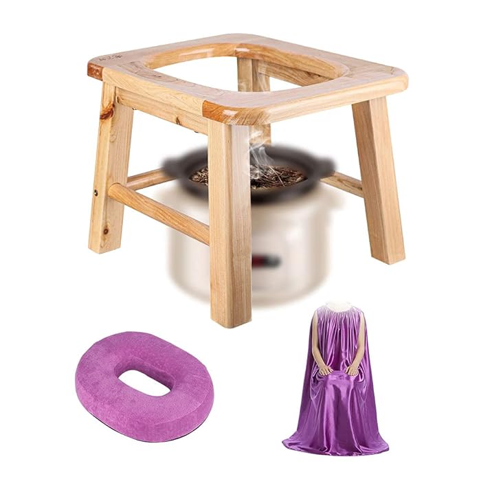 Buy Yoni Steam Seat Kit with Gowns, Wooden V Steam Seat Kit with