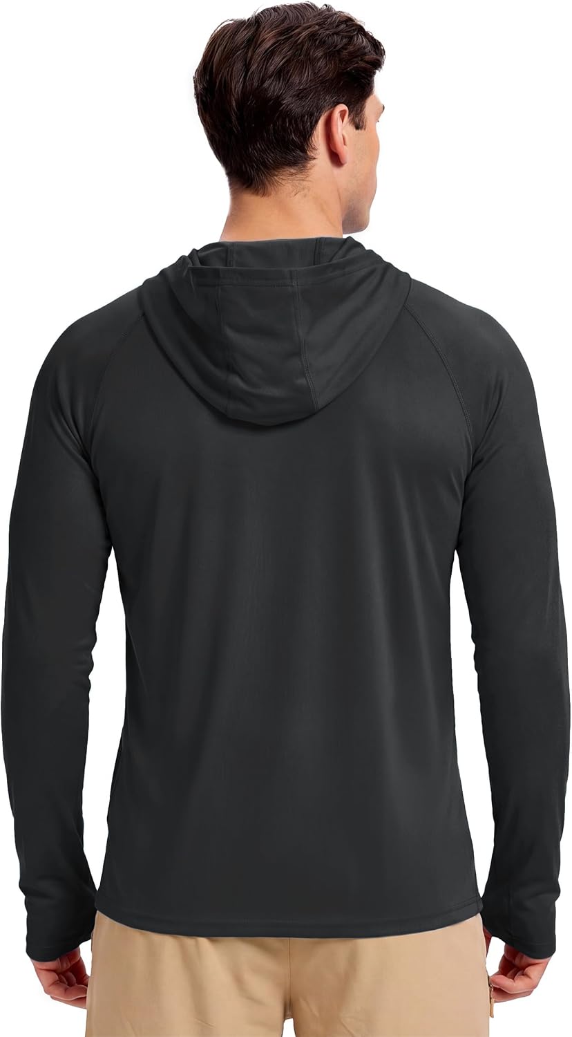 Boladeci Men's UPF 50+ Sun Protection Hoodie Shirts Lightweight Long Sleeve Rash Guard Fishing Swim Shirts