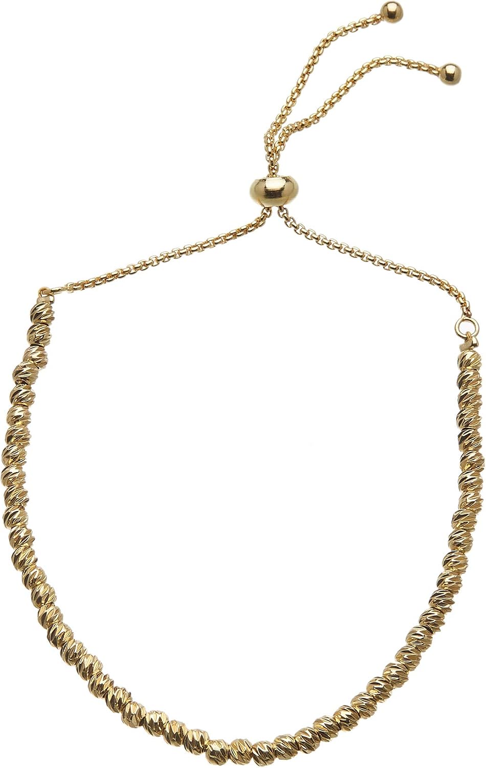 Bello London Gold plated Bracelet with adjustable sliding clasp and gold plated beads - Rosey G