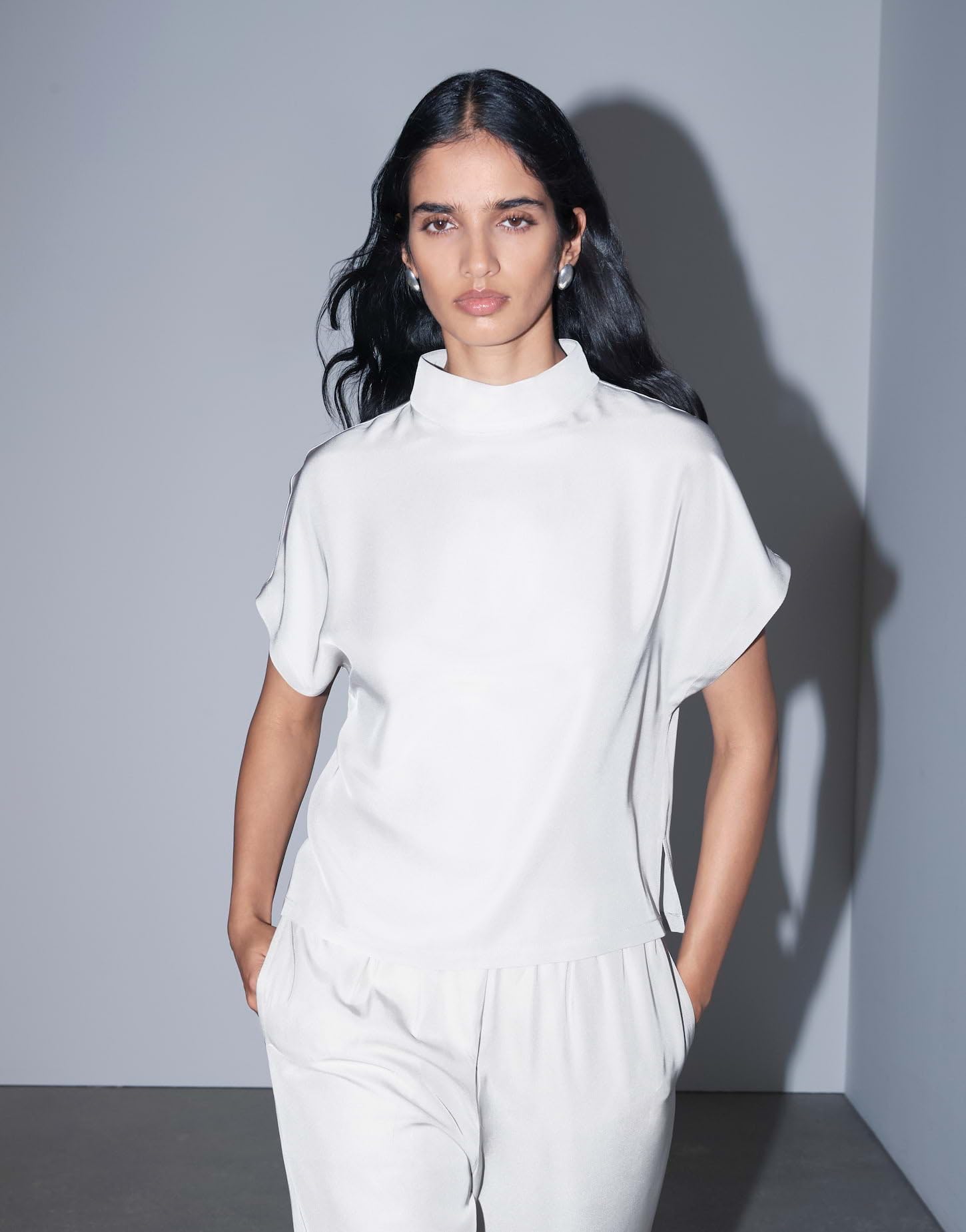someday Damen Kurzarmbluse | Blusenshirtaus seidig fließendem Acetat Regular Fit