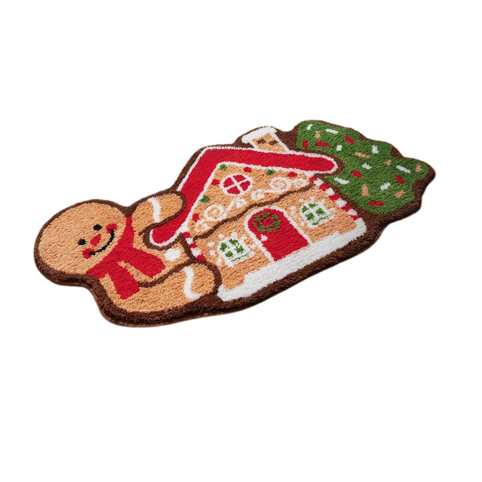 Tapis de porte en pain d'épices extérieur et tapis de bienvenue de Noël